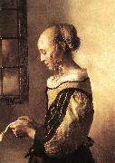 VERMEER VAN DELFT, Jan Girl Reading a Letter at an Open Window (detail) wt China oil painting reproduction